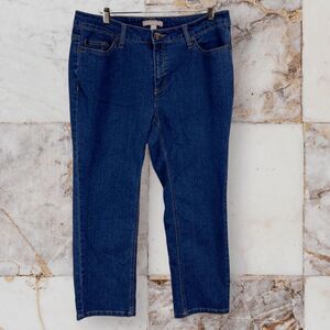 Woman Within Women's size 12W Mid rise Straight leg blue stretch denim jeans